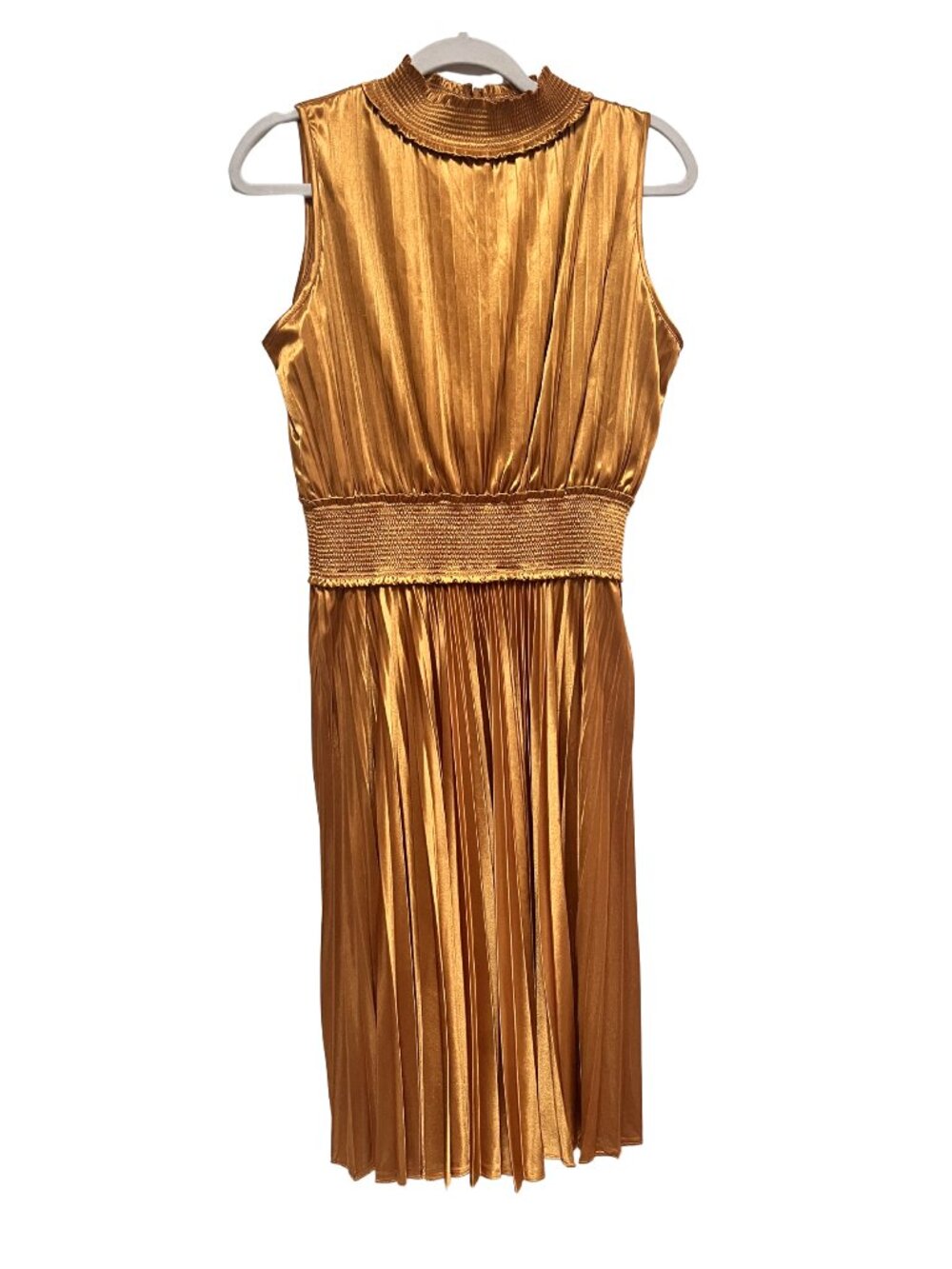 Nanette Lepore Yellow Gold Pleated Sleeveless Midi Dress | Women’s Size 6